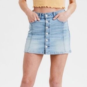 American Eagle AEO High Rise A-Line Button Front Women's Size 4 Light Wash EUC